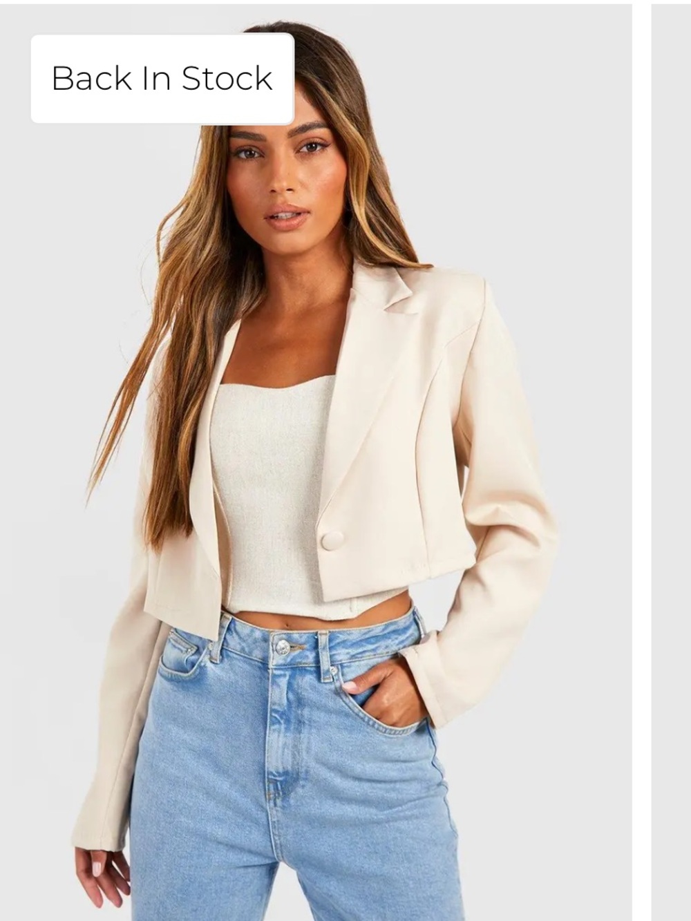 Boohoo Basics Woven Single Button Crop Blazer